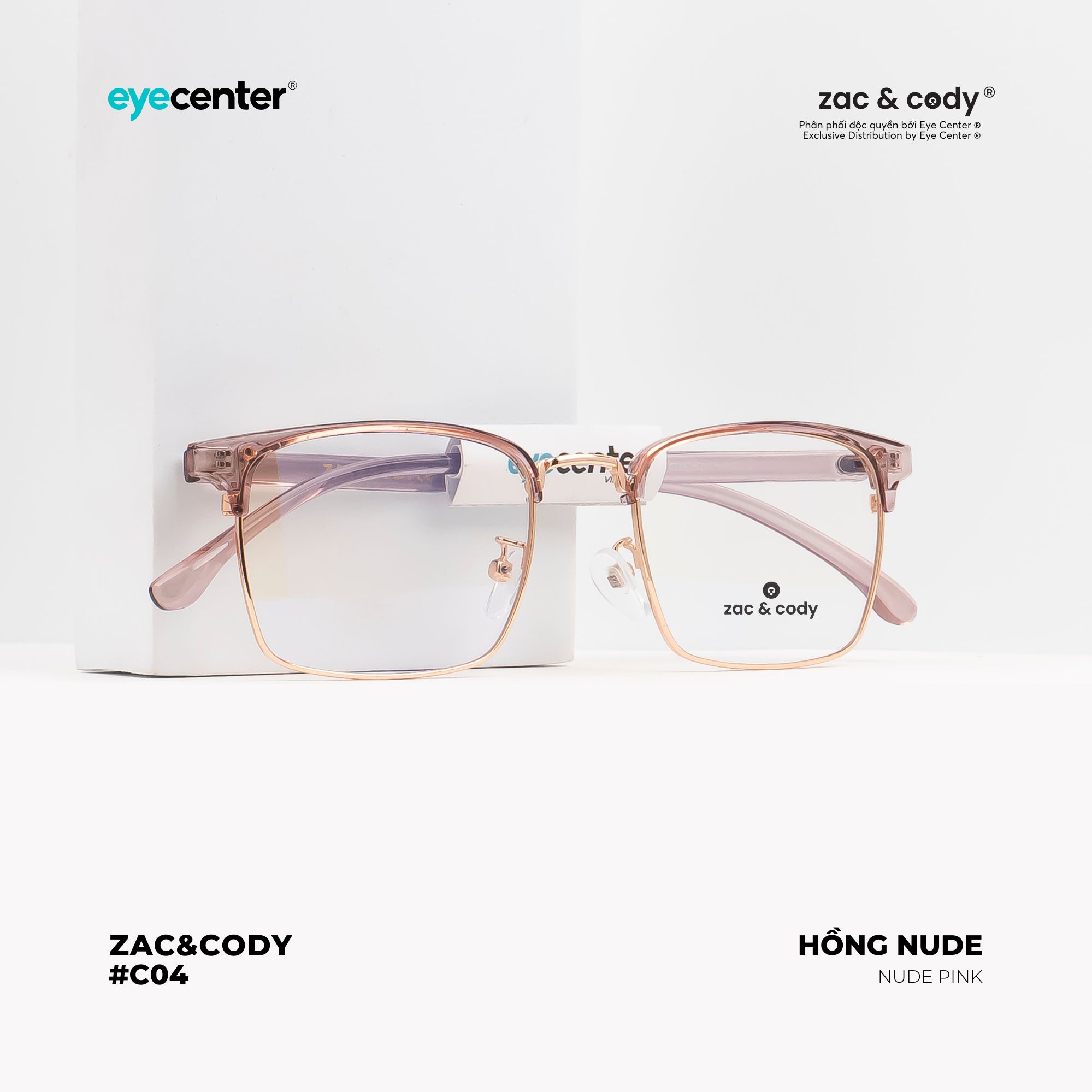 Gọng kính cận nam nữ chính hãng ZAC & CODY C04 phối kim loại, nhựa dẻo chống gãy cao cấp Hàn Quốc nhập khẩu by Eye Center Vietnam