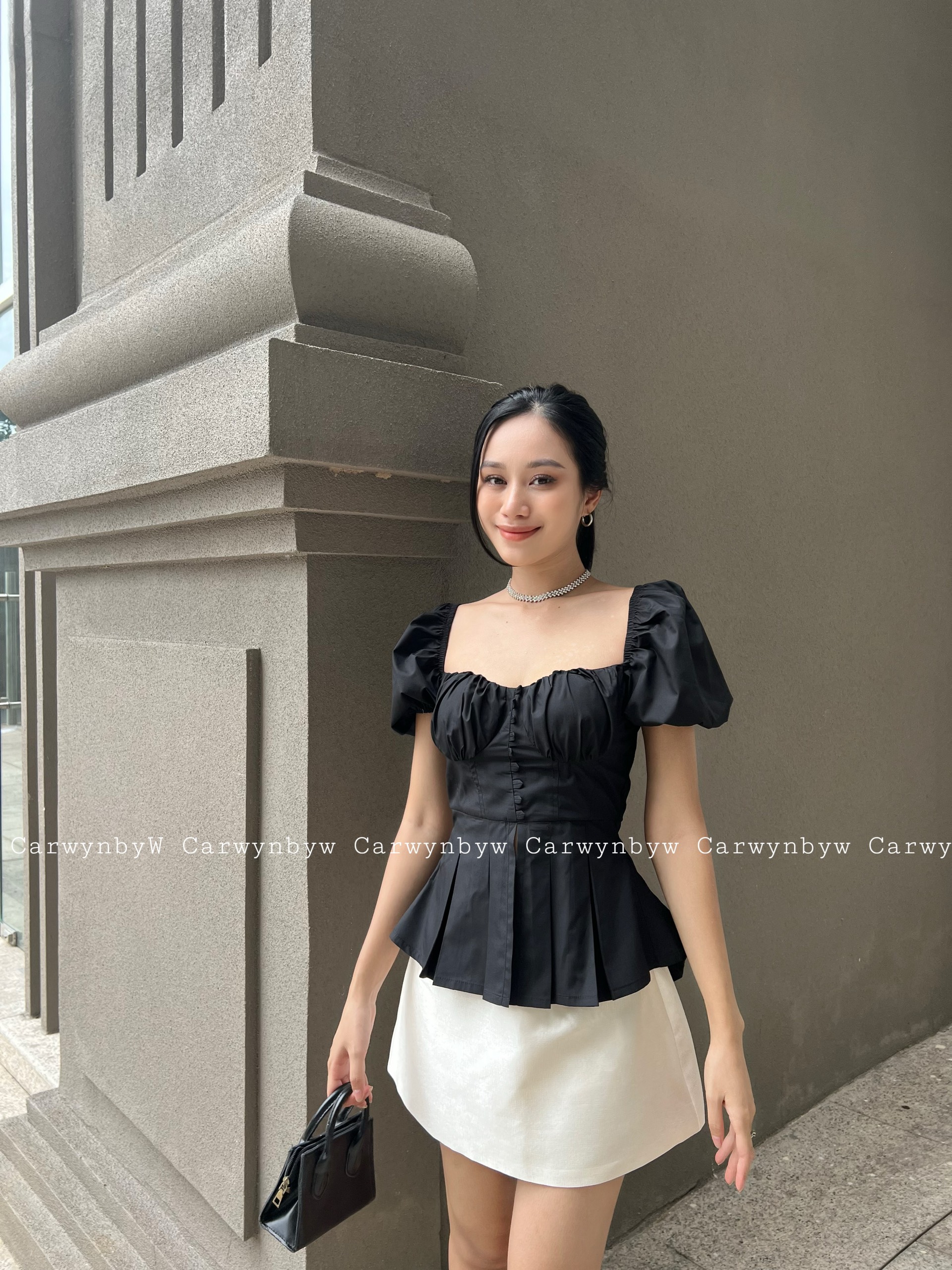 Áo Thiết Kế Peplum Xếp Ly Kèm Mút Ngực (Elly Top)
