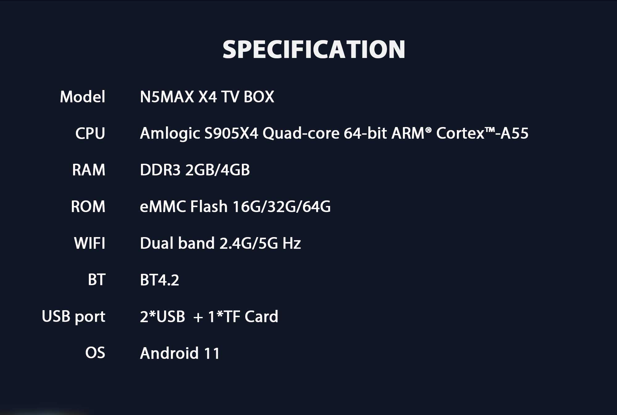 Android tivi box Magicsee N5 max X4 chip S905X4 , Android 11 , Ram 4GB , bộ nhớ 32GB , phiên bản 2022