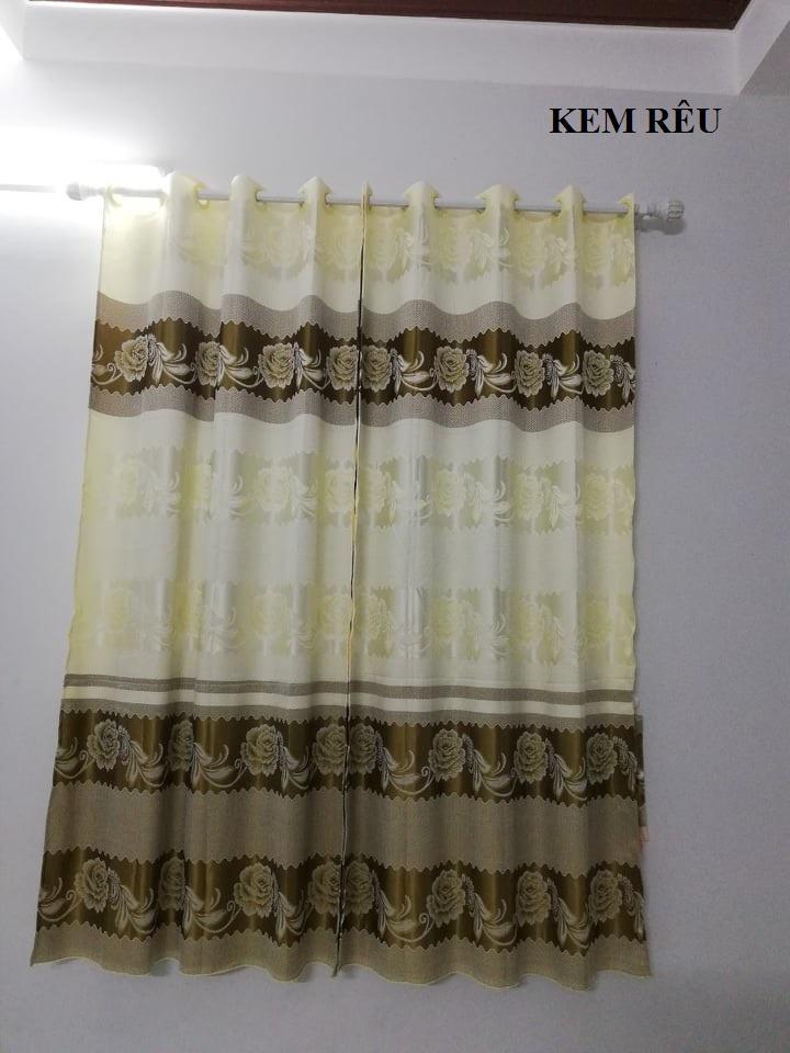Bộ 2 rèm cửa chính cao cấp vải gấm  (Chiều rộng cửa từ 1m8 trở lên)