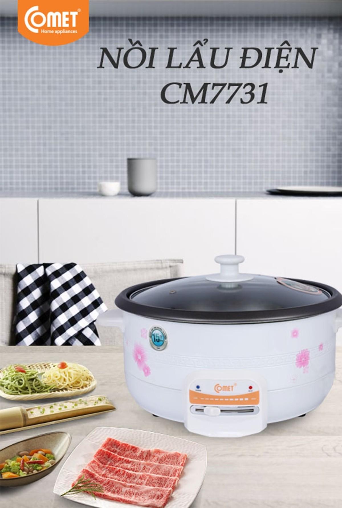 NỒI LẨU ĐIỆN 3,5 LÍT ĐA CHỨC NĂNG COMET CM7731 ( TIỆN DỤNG NẤU LẨU, SÚP, CHIÊN, XÀO, HẤP ... )