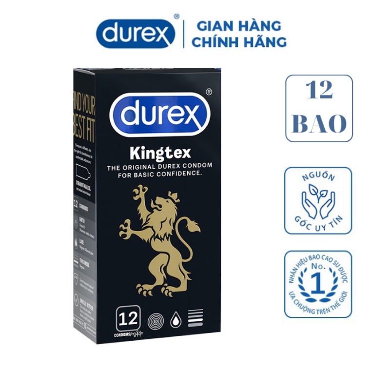 Bao cao su Durex Kingtex hộp 12 chiếc