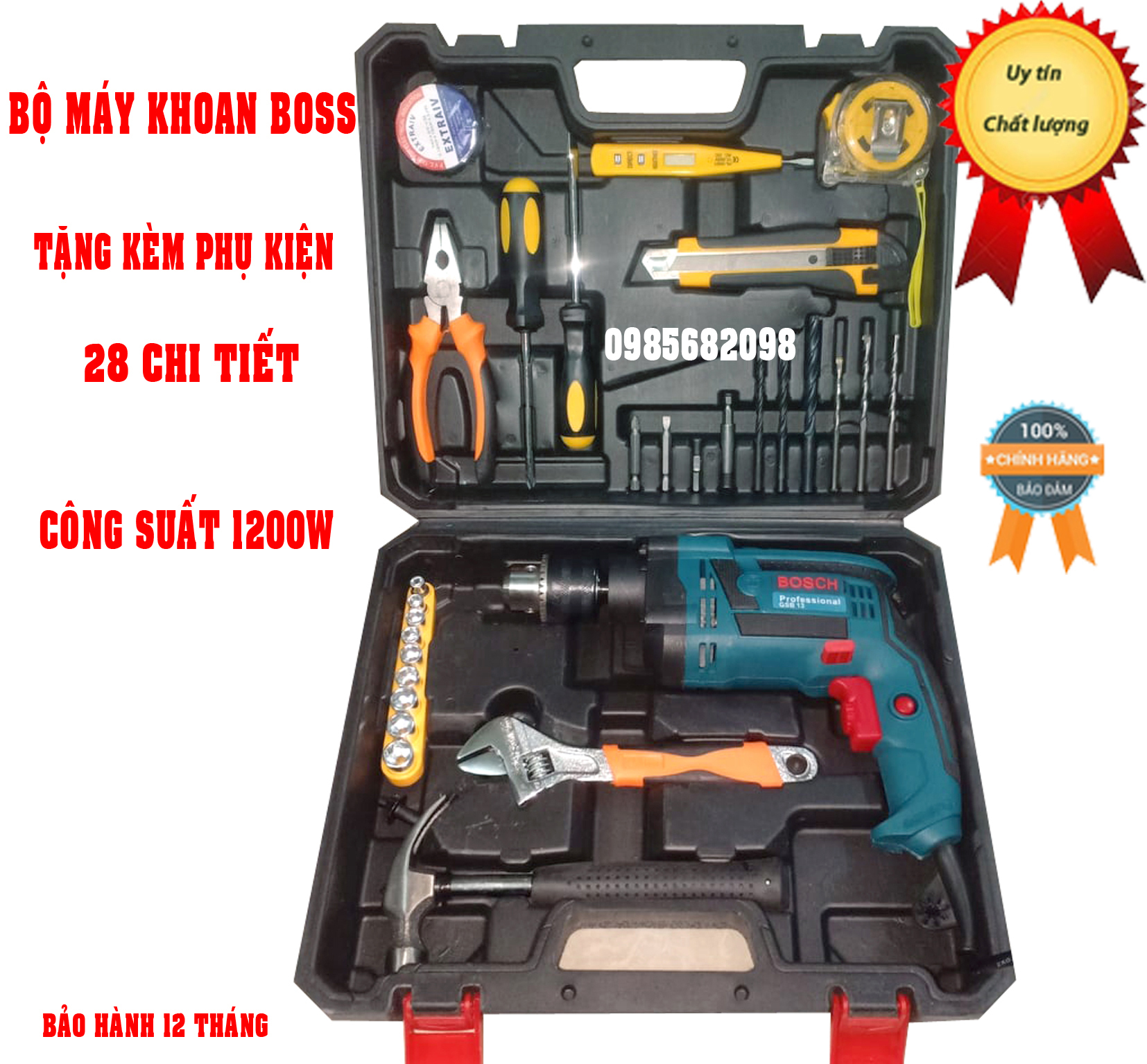 Máy khoan pin boss36v 2pin kèm phụ kiện