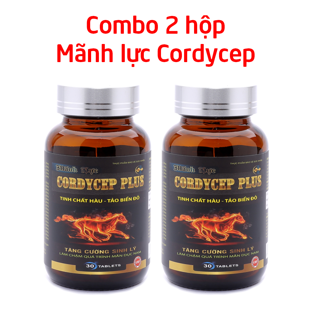 Combo 2 hộp Tinh Chất Hàu Biển - Tảo Biển Đỏ Cordycep Plus bổ thận, tráng dương, tăng cường sinh lý nam - Hộp 30 viên
