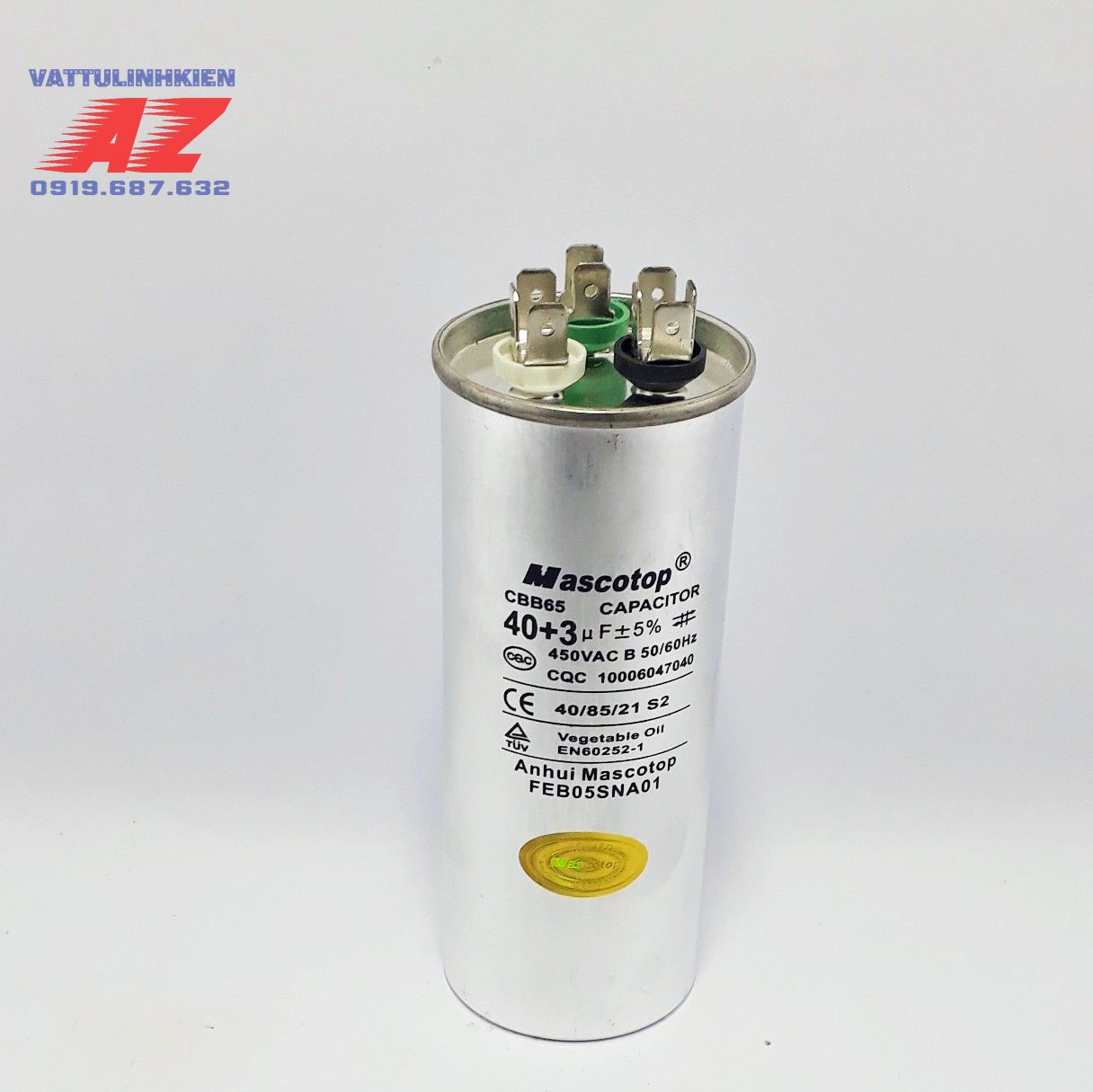 Tụ kép MASCOTOP CBB65 40+3 mF+5% cho điều hòa