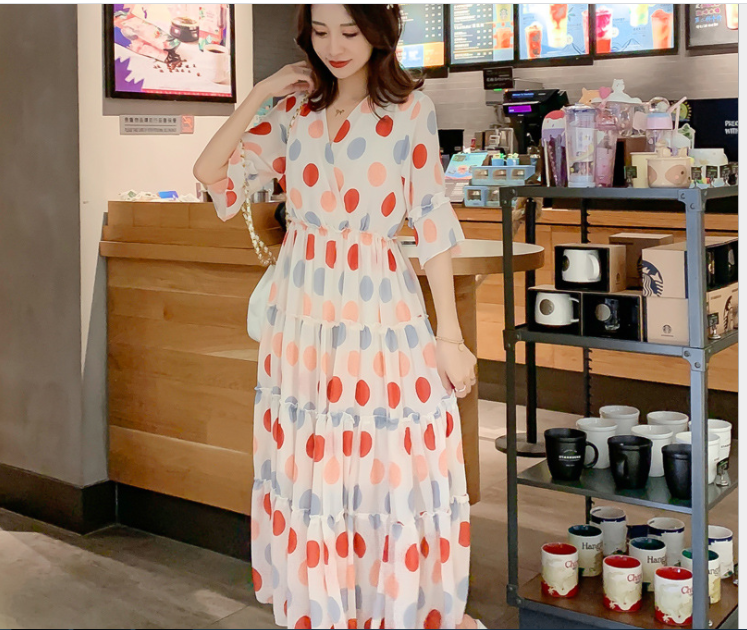 [HCM]ĐẦM BẦU VÁY BẦU  CÔNG SỞ  CHẤM BI VOAN 4 TẦNG