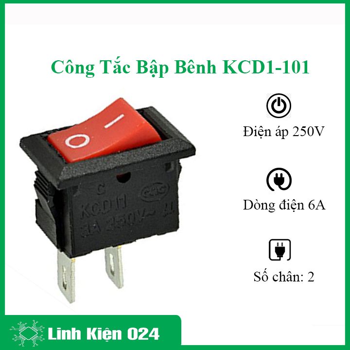 Công tắc bập bênh KCD1-101 2 chân 250V 6A 2P