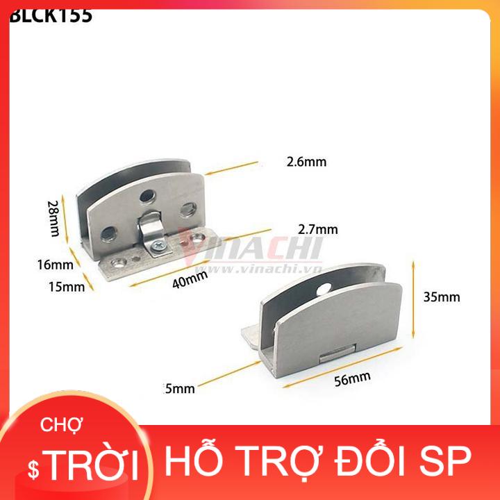 Bản lề cửa kính inox chốt chặn bộ 2 cái cao cấp