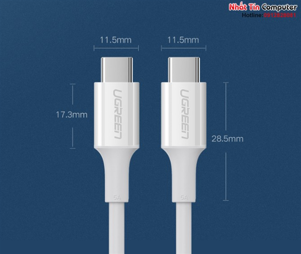 Cáp sạc USB type-C 100w (Male/Male) dài 2m Ugreen 60552 cao cấp
