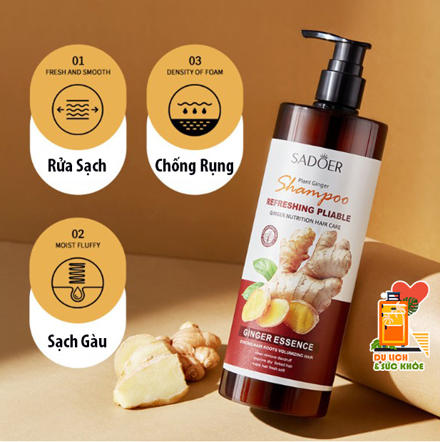 [Set nhỏ du lịch] Dầu Gội Dầu Xả Tinh Chất Gừng Sadoer Kích Thích Mọc Tóc, Giảm Gãy Rụng, Sạch Gàu, Dưỡng Tóc Khỏe Mượt