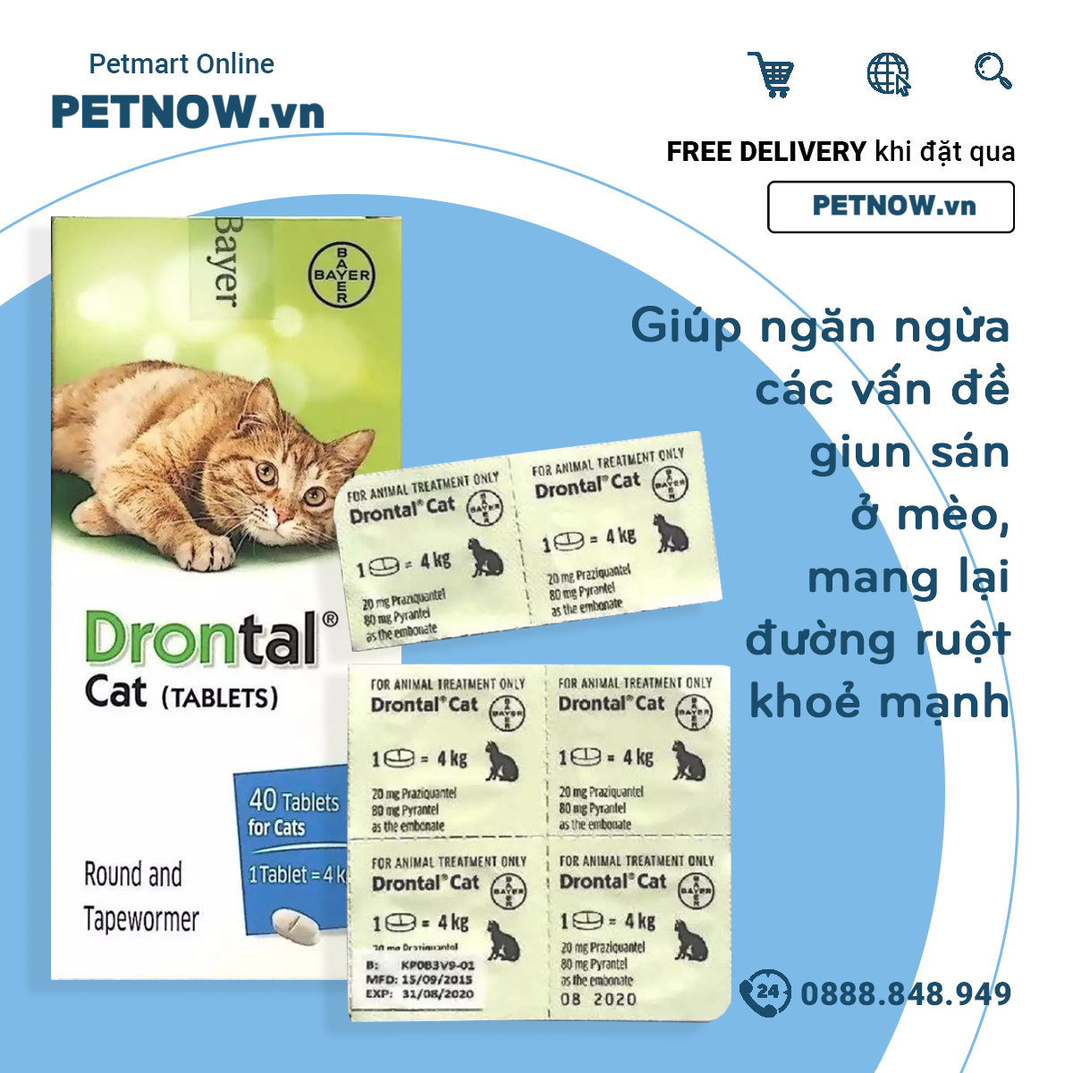 Sổ giun mèo Drontal Cat - 1 viên