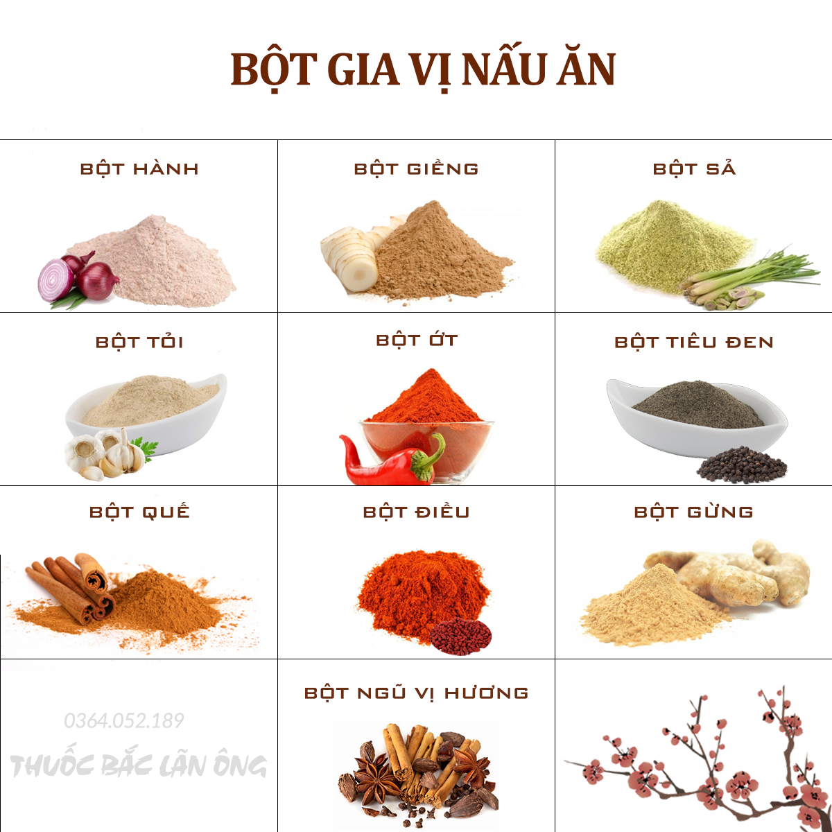 Set 10 loại bột gia vị nấu ăn