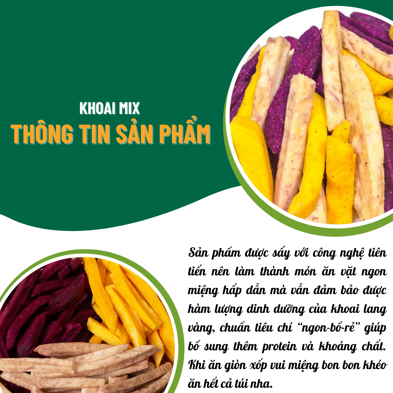Khoai mix (khoai lang vàng, khoai lang tím, khoai môn) TÔM VÀNG - túi 500g