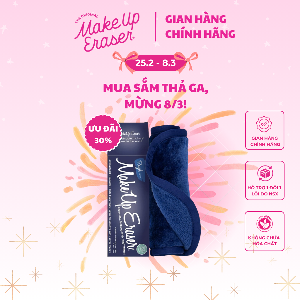 Khăn tẩy trang và tẩy da chết siêu mềm mịn MakeUp Eraser bản Xanh Hoàng Gia Royal Navy