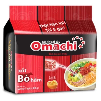 1 bịch 5 gói omachi sốt bò hầm - 5 gói omachi khoai tây xốt bò hầm