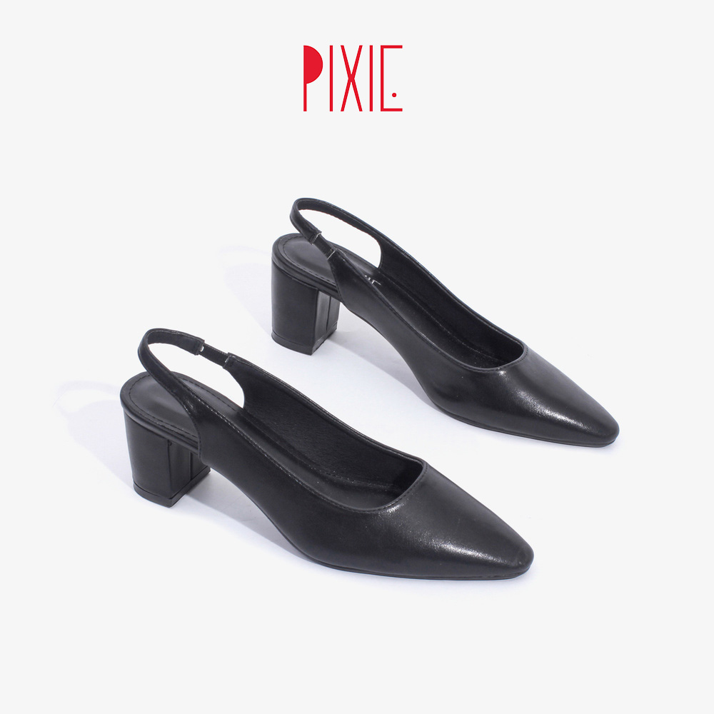Giày Cao Gót 5cm Hậu Thun Mũi Vuông Pixie X735