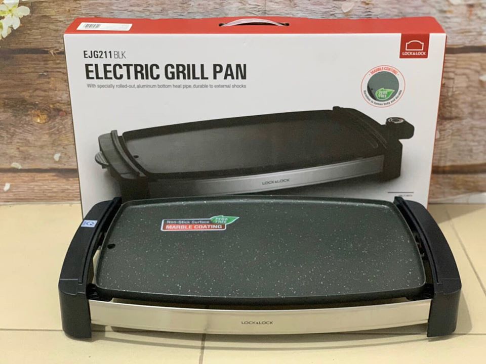 BẾP NƯỚNG ĐIỆN , VỈ NƯỚNG PHỦ VÂN ĐÁ HOA CƯƠNG LOCK&LOCK EJG211 (công suất 1800W)