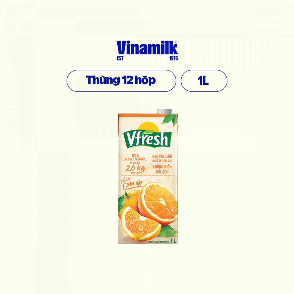 2 hộp nước vfresh cam ép necta 50% hộp giấy 1l