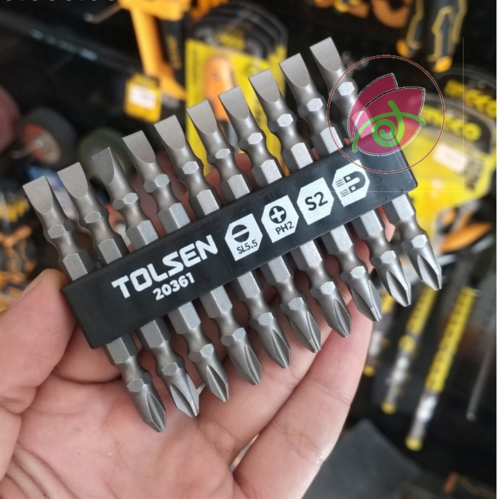 Mũi vít 2 đầu (+ -) có từ tính bake dẹp Tolsen 20361