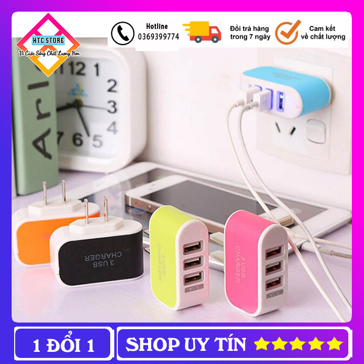 Cốc sạc USB 3 cổng 3.1A, Cục Sạc 3 Cổng 5V