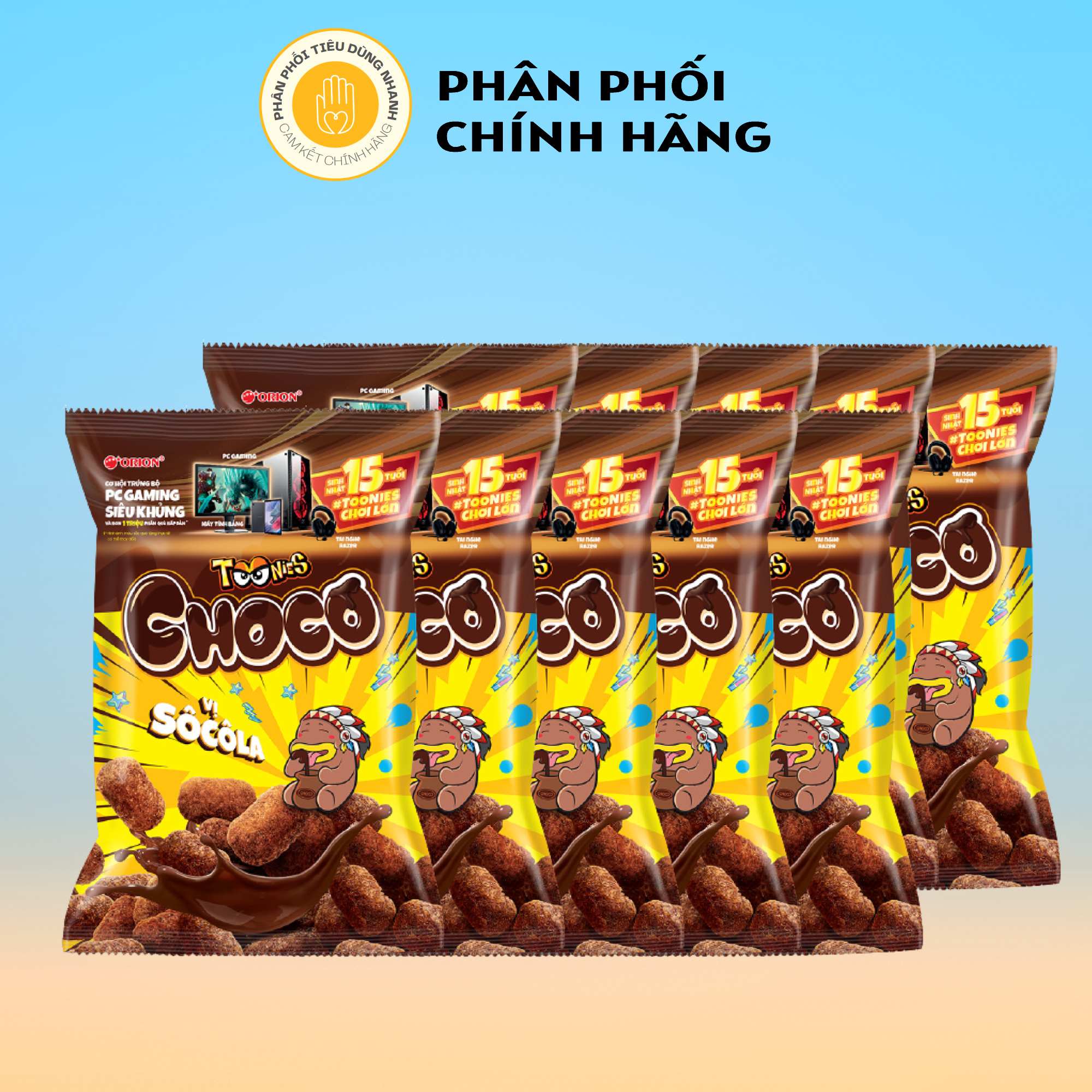 Bịch 10 gói bánh bắp snack toonies thương hiệu orion gói 30g - vị socola