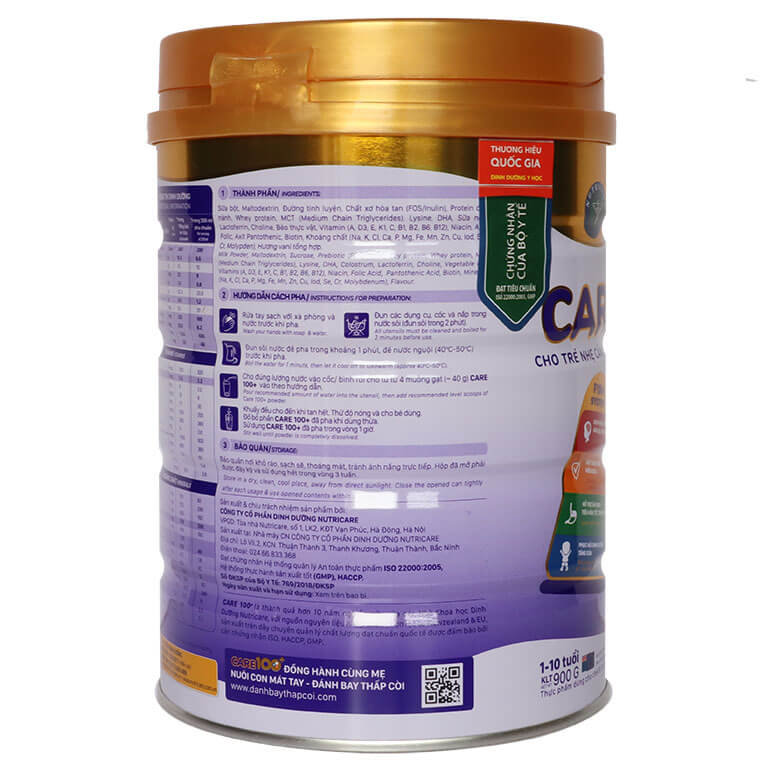 Sữa CARE 100+ 900G (trẻ từ 1-10 tuổi)