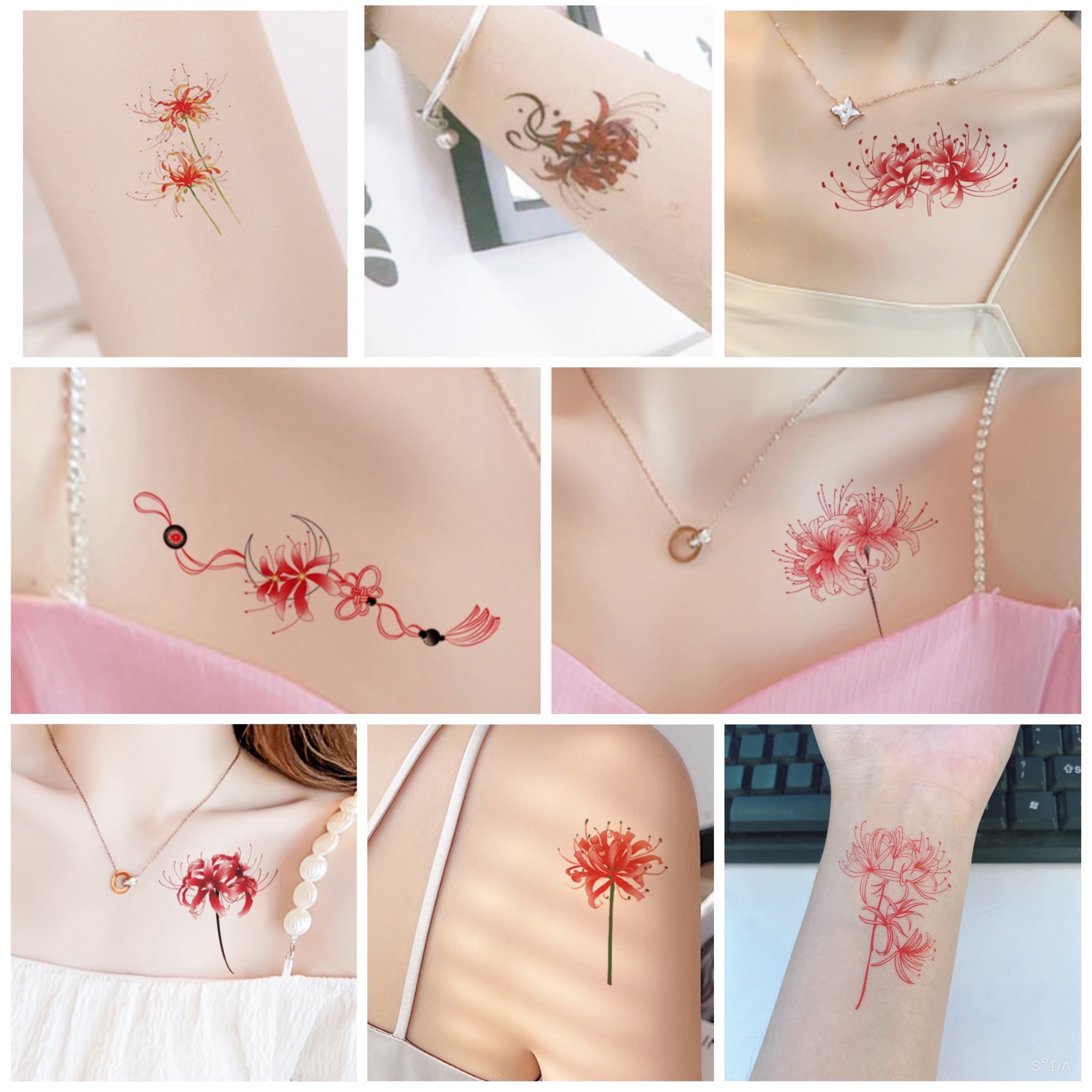 Hình xăm dán tattoo hoa sen - Candyshop88