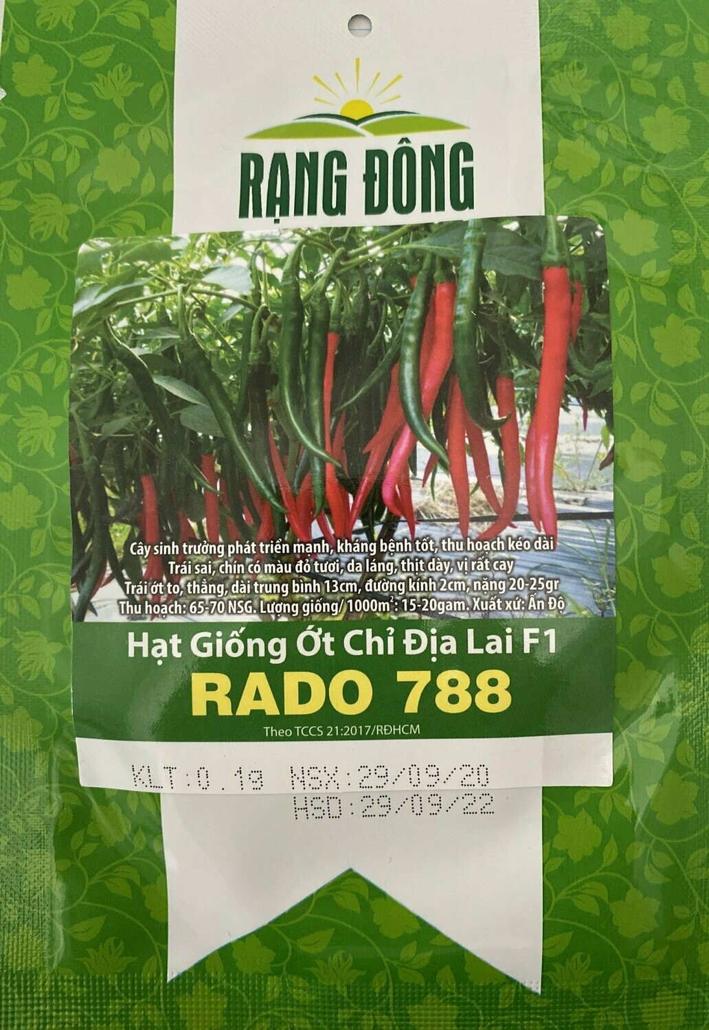 Hạt giống ớt chỉ địa lai f1 rado 788 rạng đông gói 0.1gram