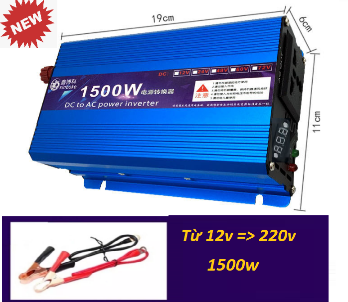 Bộ kích nguồn điện 12v lên 220v 1500w