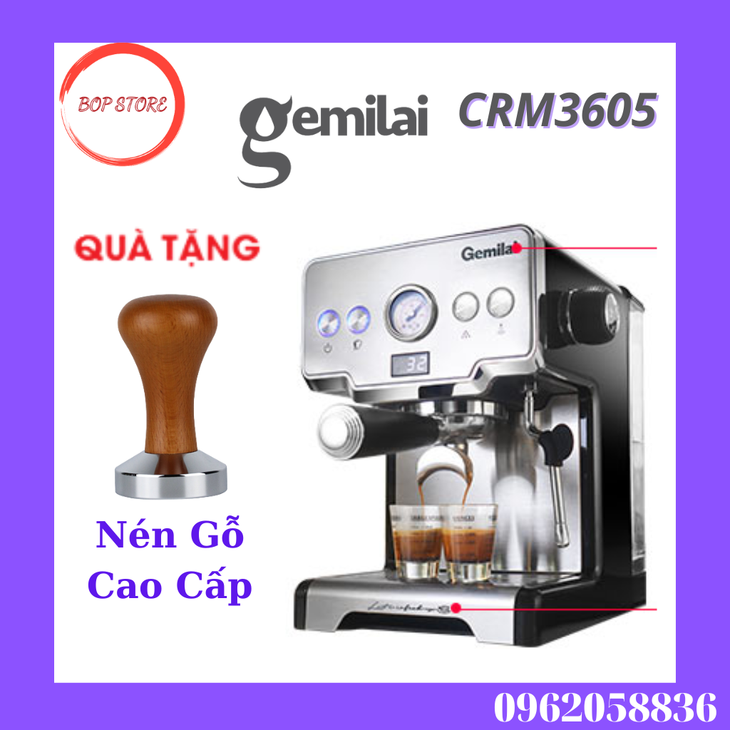 Máy pha cafe tự động gemilai, máy pha cà phê gemilai CRM 3605