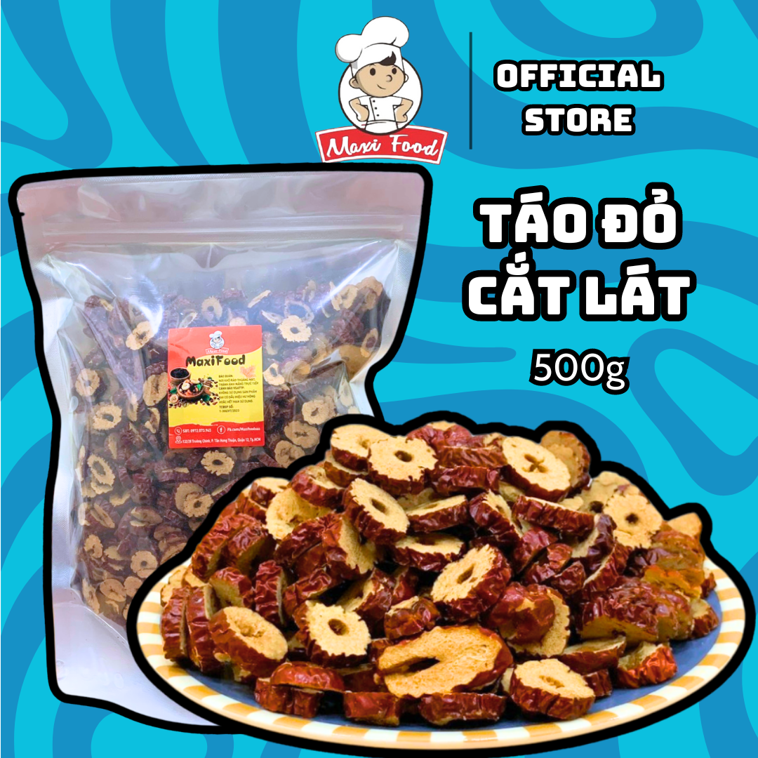 500G TÁO ĐỎ CẮT LÁT SẤY KHÔ - MAXIFOOD