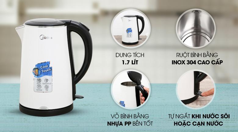 Bình đun siêu tốc Midea 1.7 lít MK-17DS