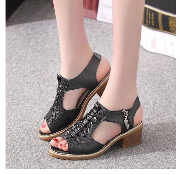 Giày Dép Da Cao Gót Nữ Đế Cao 5cm ,Da Mềm Dáng Xinh  (Vincent shop)