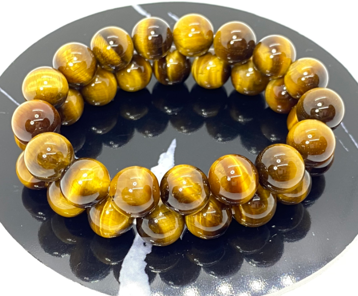 Vòng Tay Phong Thủy Mắt Hổ Nâu Vàng ( Có size 08 ly 10 ly  12 ly 14 ly ) - Hợp Mệnh Thổ Mệnh Kim - Viên Đá Của Tiền Tài Sức Khỏe - Tặng Kèm Dây Đá Dự Phòng - Tặng Kèm Hộp Nhung Đỏ