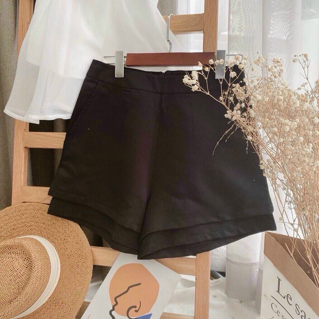 set áo voan tay phồng kèm quần short