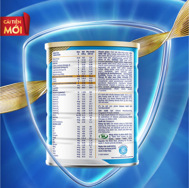 Sữa Bột Ensure Gold Hương Vani / Hương Vani Ít Ngọt 800gr