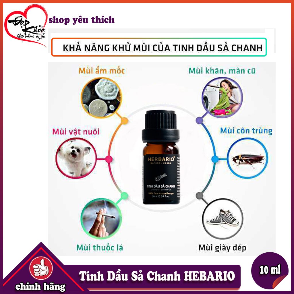 [HCM]Tinh Dầu Sả Chanh HEBARIO Nguyên Chất ( 10ml )