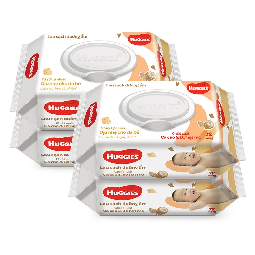 [HCM]Khăn ướt cao cấp Huggies bơ hạt mỡ 72 Miếng