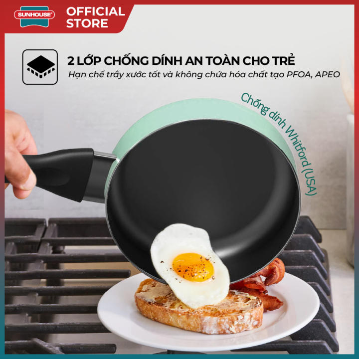 Bộ Chảo Quánh Chống Dính Sunhouse Eco Baby SHG14BB1 Công Nghệ 2 Lớp Chống Dính WHITFORD (USA) - Hình ảnh 3
