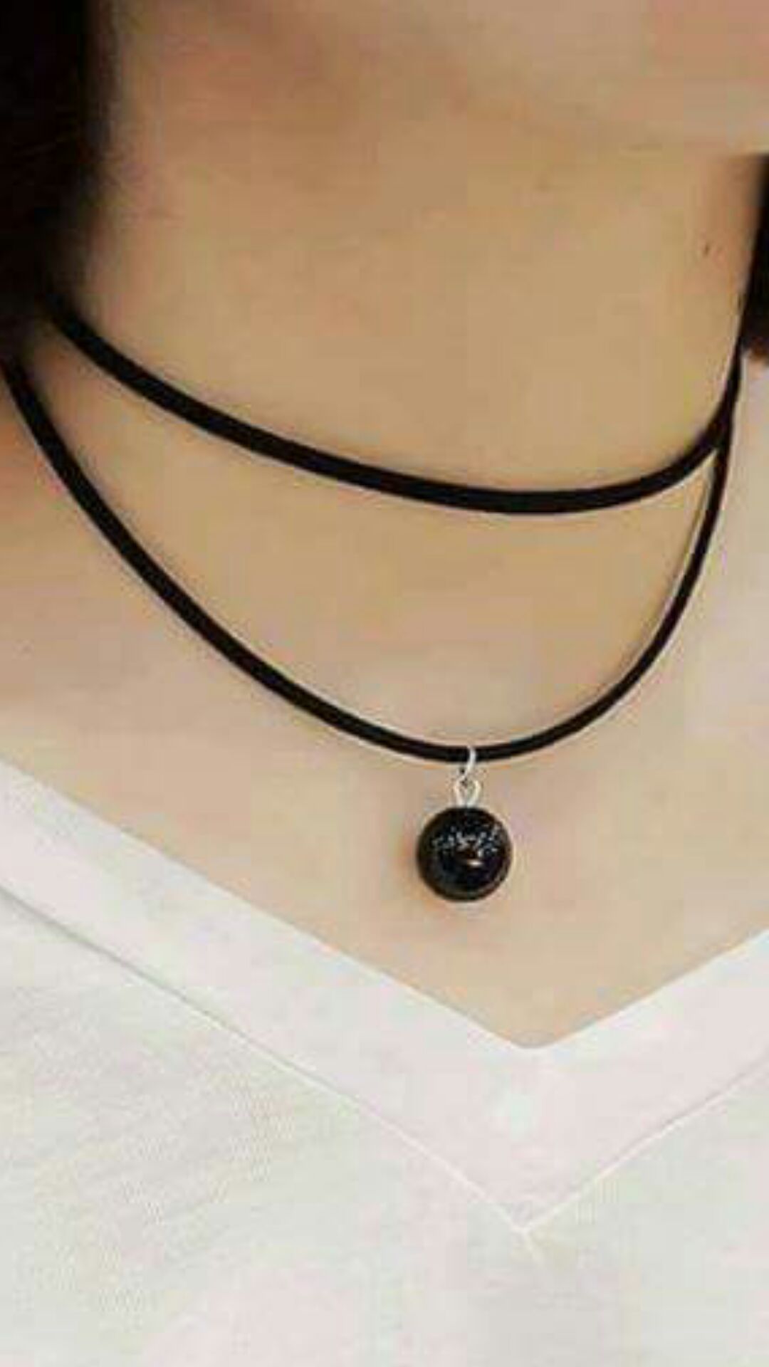 Vòng chocker 2 tầng cổ kèm hạt đen