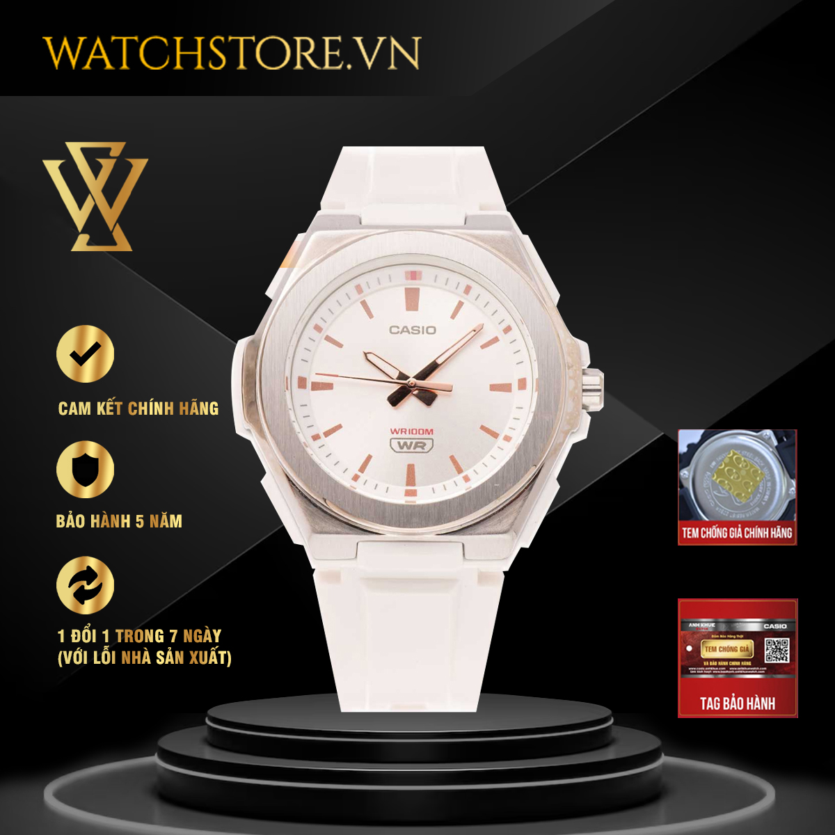 Đồng hồ quartz nữ casio chính hãng watchstore lwa-300h-7evdf thiết kế mặt 42mm dây đeo nhựa vỏ thép không gỉ cá tính