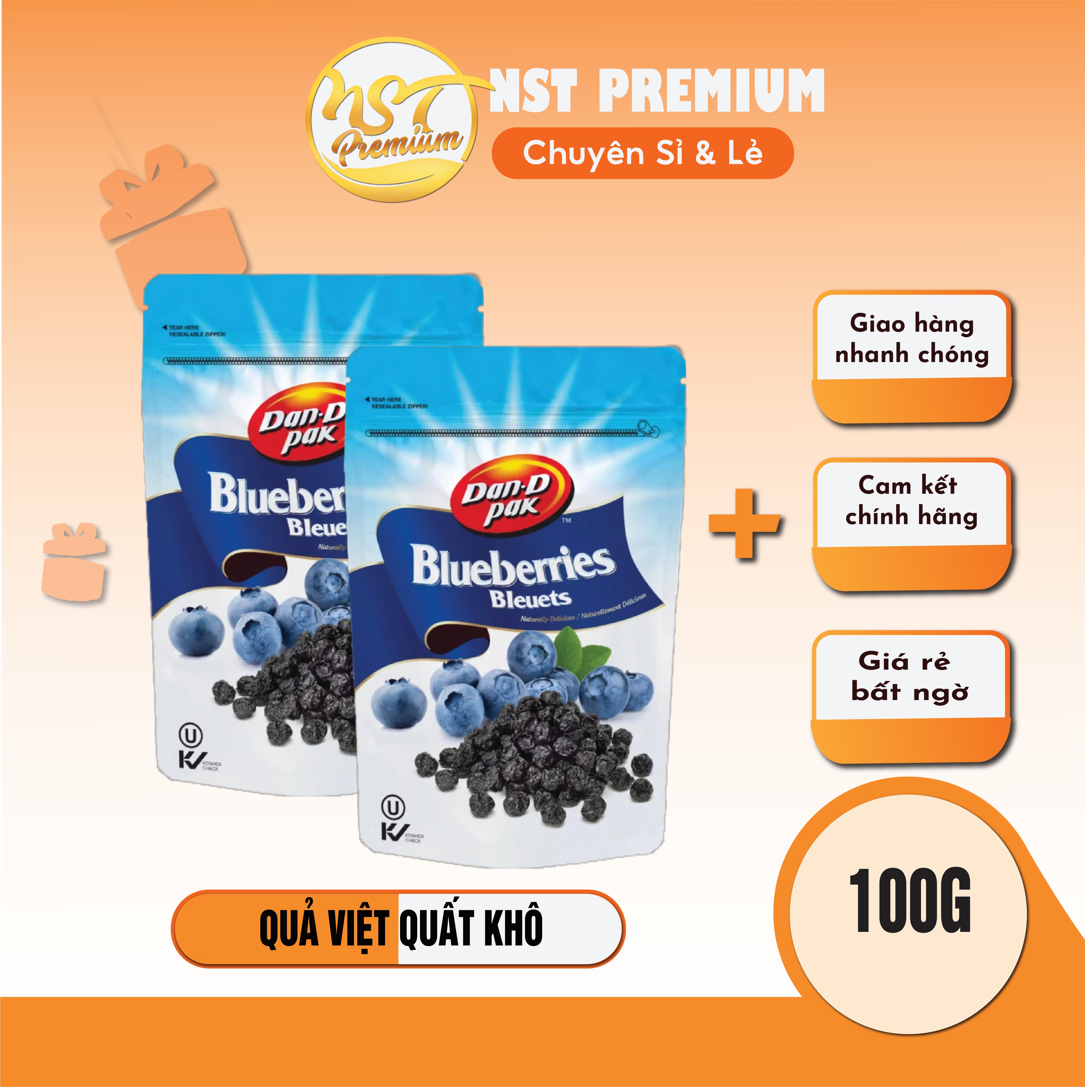 [HCM] Việt Quất Khô 100g USA Dan D Pak