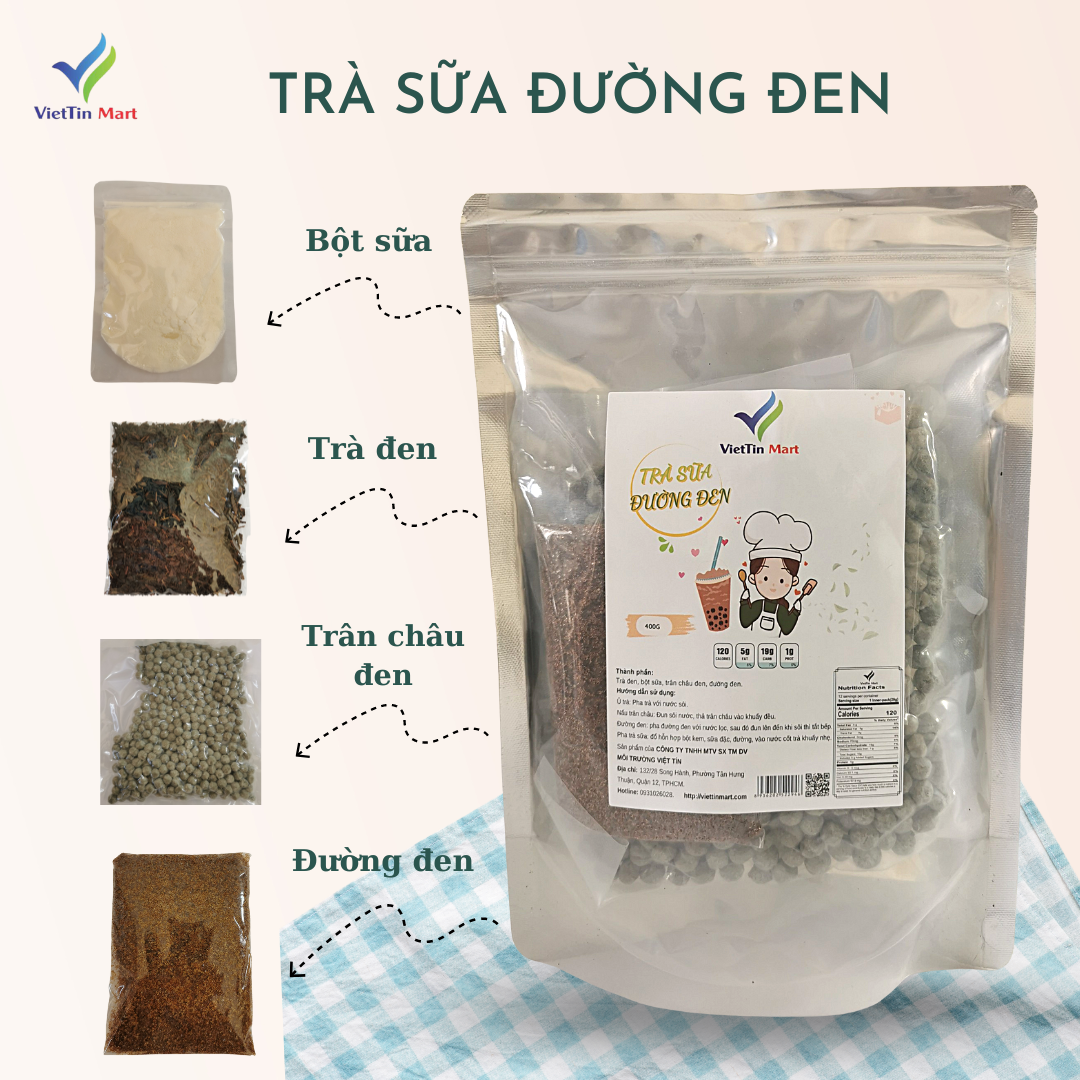 Set nấu trà sữa trân châu đường đen 400g