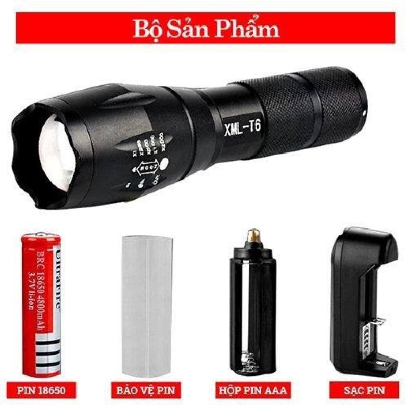 Bảng giá Đèn Pin T6 Đít Đỏ Có Ron Cao Su Chống Nước