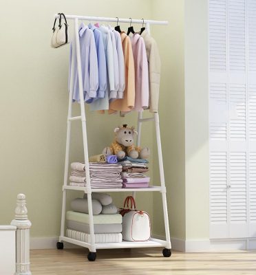 Khung treo quần áo, để đồ dùng gia đình gấp gọn có bánh xe di động, Kệ phơi quần áo thông minh, phù hợp với gia đình có không gian nhỏ