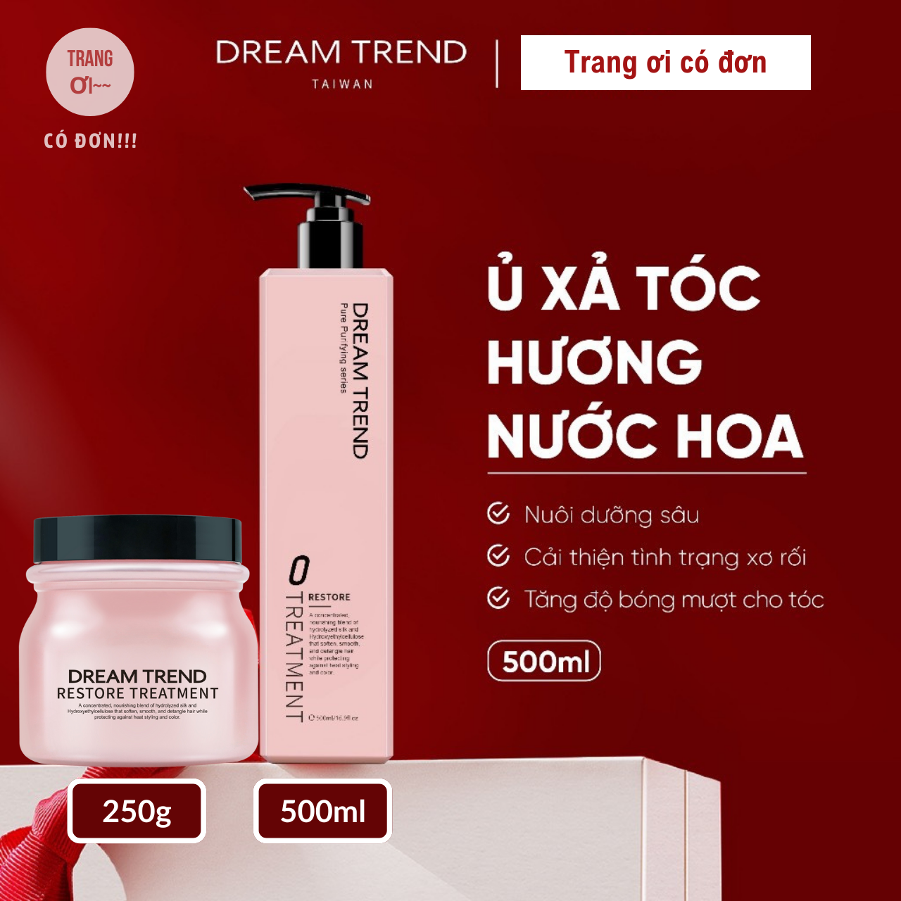 [Thanh lý tồn Hsd 04/2026]Mặt nạ tóc Dream Trend Restore Treatment - Kem ủ phục hồi tóc