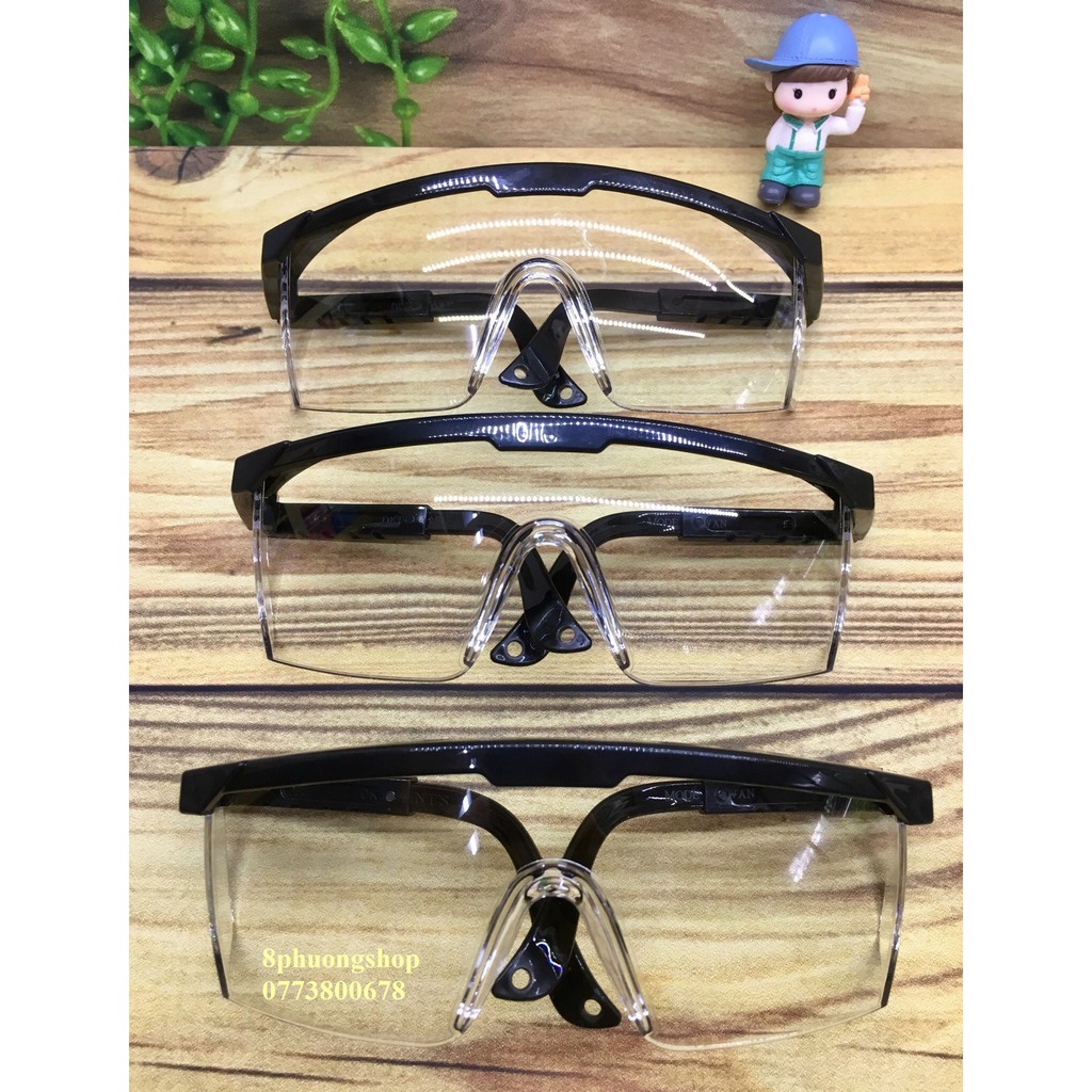 combo 2 kính bảo hộ chông vi khuẩn , che bụi , chắn gió - che sát bên hông mắt