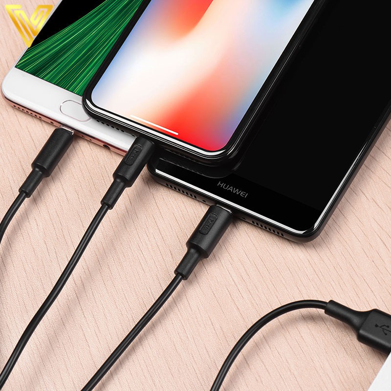 Cáp sạc đa năng 3 đầu Lightning iPhone Micro USB Type C Hoco X25 màu đen