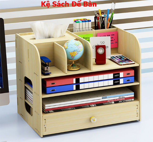 Kệ Sách, Giá Sách Để Bàn Làm Việc Mini bằng gỗ thông minh, đa năng, tiện ích, giá siêu rẻ và đẹp