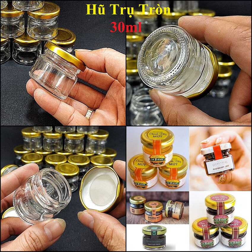 Tiny glass pot 30ml – Yellow Tin cap - combo 30 pots